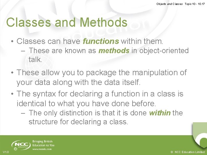 Objects and Classes Topic 10 - 10. 17 Classes and Methods • Classes can Objects and Classes Topic 10 - 10. 17 Classes and Methods • Classes can