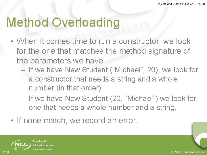 Objects and Classes Topic 10 - 10. 30 Method Overloading • When it comes Objects and Classes Topic 10 - 10. 30 Method Overloading • When it comes