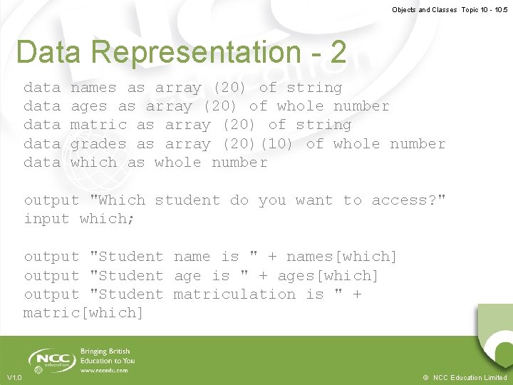Objects and Classes Topic 10 - 10. 5 Data Representation - 2 data data Objects and Classes Topic 10 - 10. 5 Data Representation - 2 data data