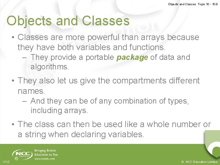Objects and Classes Topic 10 - 10. 8 Objects and Classes • Classes are Objects and Classes Topic 10 - 10. 8 Objects and Classes • Classes are