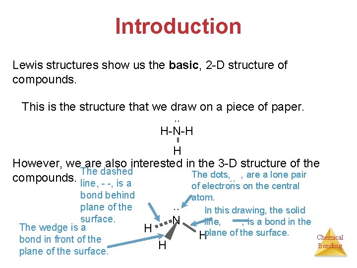 Introduction Lewis structures show us the basic, 2 -D structure of compounds. This is