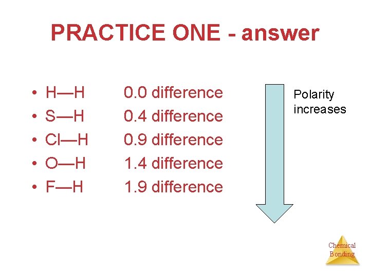 PRACTICE ONE - answer • • • H—H S—H Cl—H O—H F—H 0. 0
