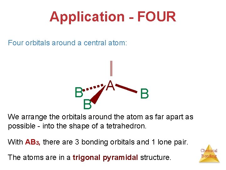 Application - FOUR Four orbitals around a central atom: B B A B We