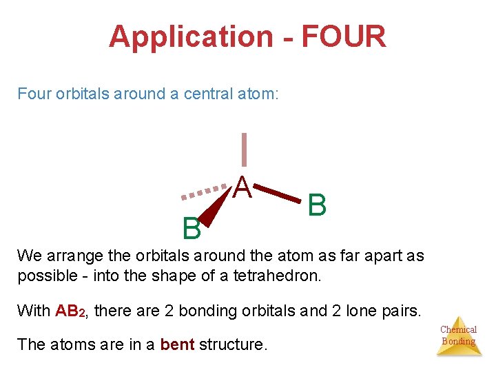 Application - FOUR Four orbitals around a central atom: A B B We arrange