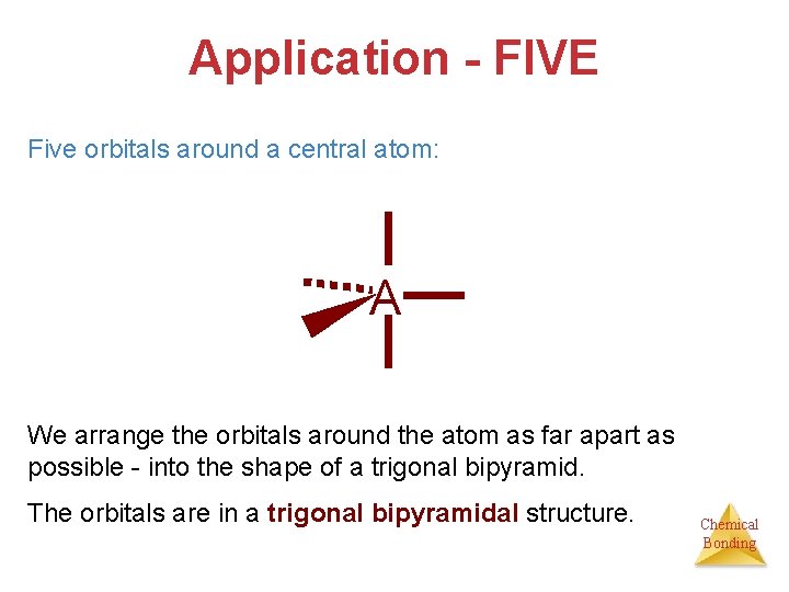 Application - FIVE Five orbitals around a central atom: A We arrange the orbitals