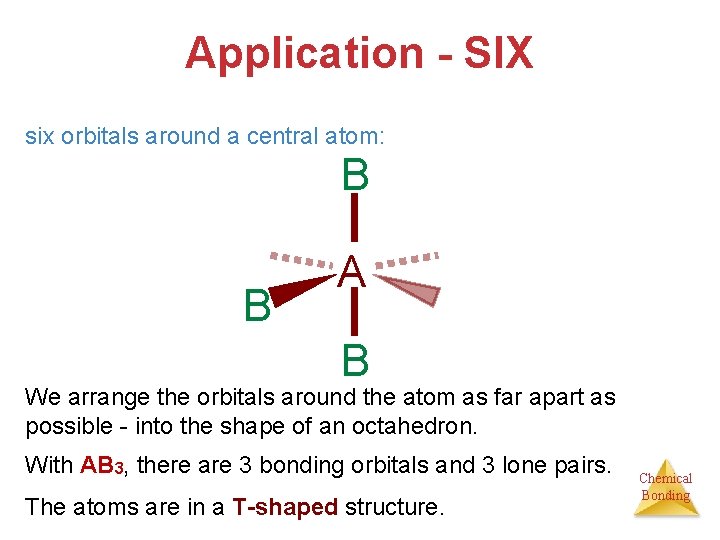 Application - SIX six orbitals around a central atom: B B A B We