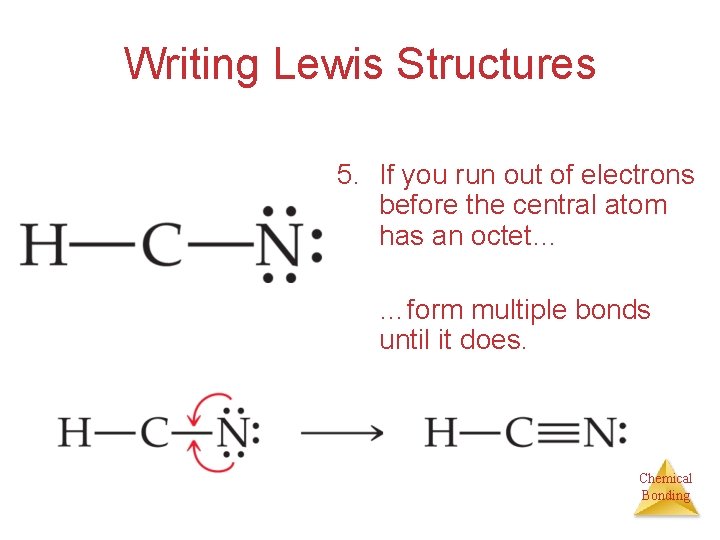 Writing Lewis Structures 5. If you run out of electrons before the central atom