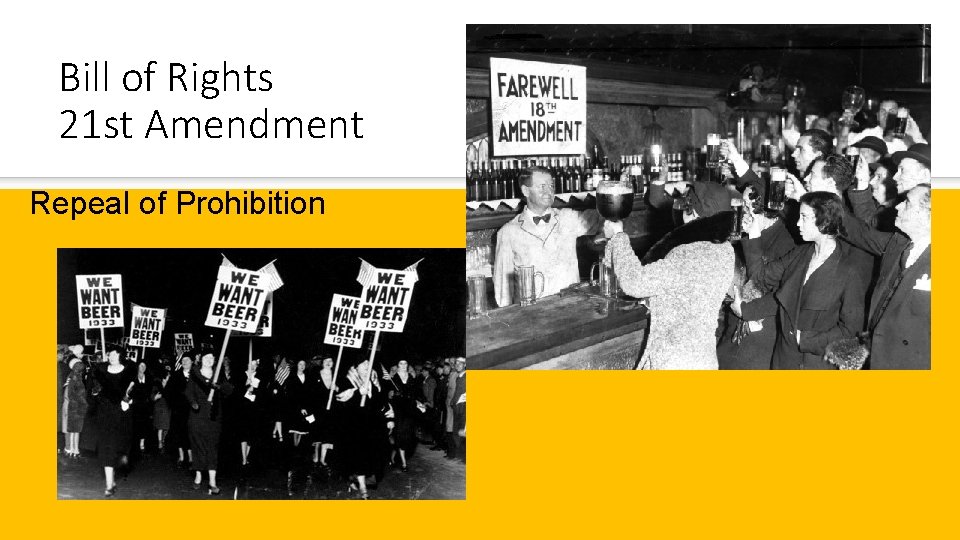 Bill of Rights 21 st Amendment Repeal of Prohibition 