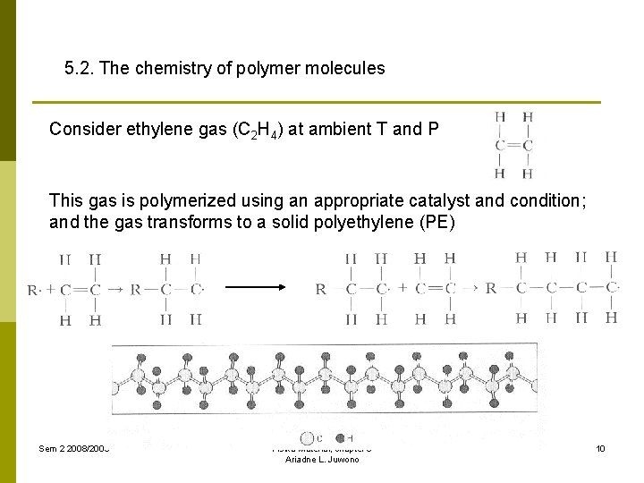 5. 2. The chemistry of polymer molecules Consider ethylene gas (C 2 H 4)