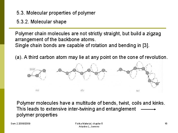 5. 3. Molecular properties of polymer 5. 3. 2. Molecular shape Polymer chain molecules
