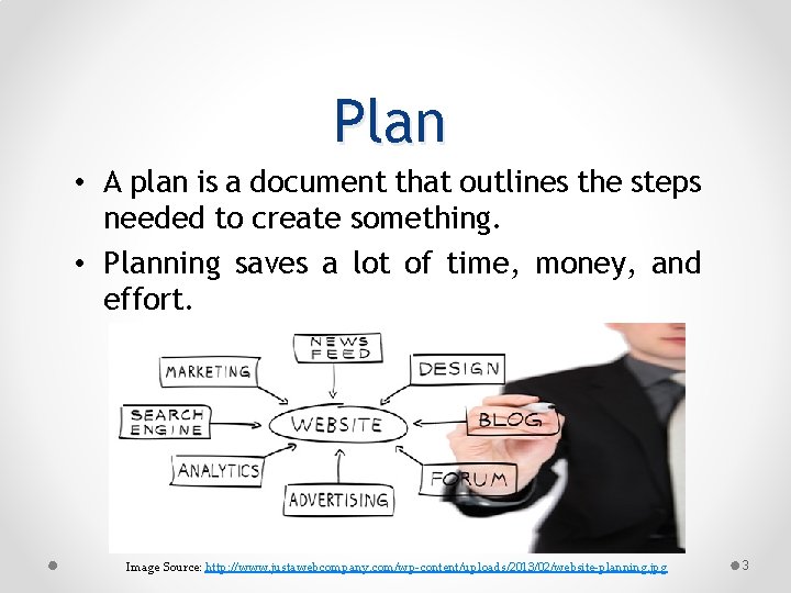 Plan • A plan is a document that outlines the steps needed to create