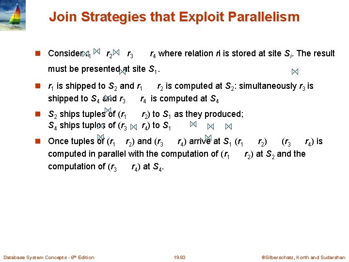 Join Strategies that Exploit Parallelism Consider r 1 r 2 r 3 r 4