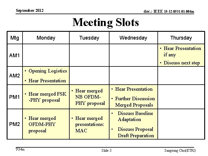 September 2012 doc. : IEEE 15 -12 -0531 -01 -004 m Meeting Slots Mtg