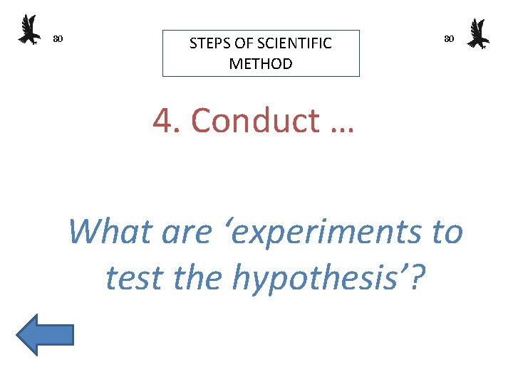 80 STEPS OF SCIENTIFIC METHOD 80 4. Conduct … What are ‘experiments to test