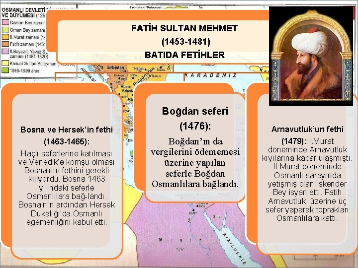 FATİH SULTAN MEHMET (1453 -1481) BATIDA FETİHLER Bosna ve Hersek’in fethi (1463 -1465): Haçlı
