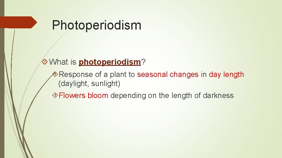 Photoperiodism What is photoperiodism? Response of a plant to seasonal changes in day length