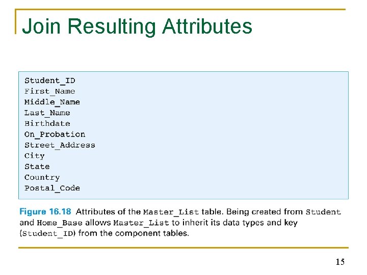 Join Resulting Attributes 15 