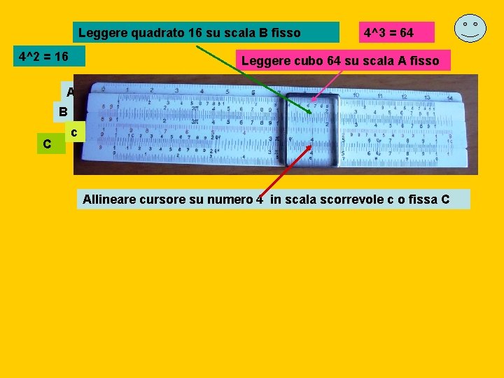 Leggere quadrato 16 su scala B fisso 4^2 = 16 4^3 = 64 Leggere