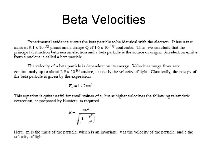 Beta Velocities 