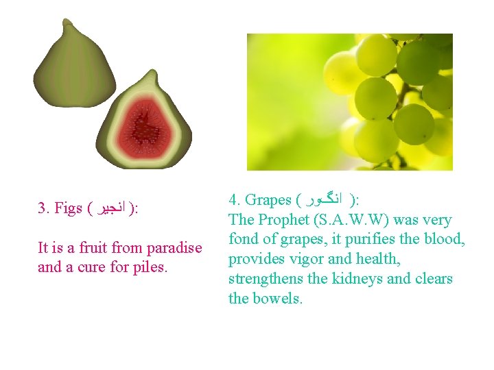 3. Figs ( ) ﺍﻧﺠﻴﺮ : It is a fruit from paradise and a