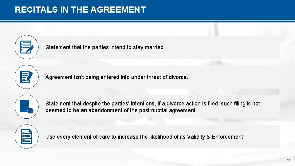 RECITALS IN THE AGREEMENT Statement that the parties intend to stay married Agreement isn’t