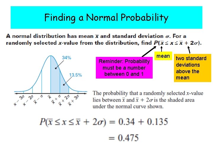 Finding a Normal Probability Reminder: Probability must be a number between 0 and 1