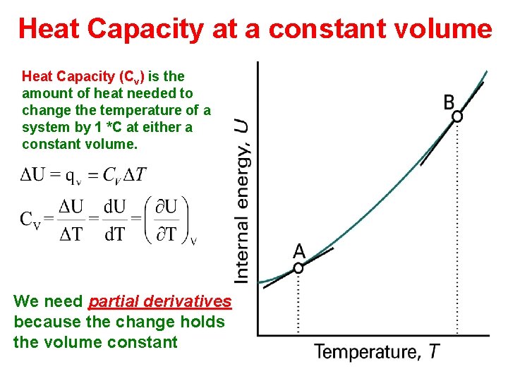 Heat Capacity at a constant volume Heat Capacity (Cv) is the amount of heat