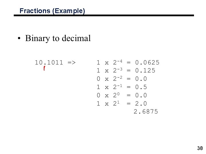 Fractions (Example) 38 