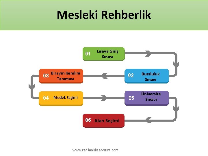 Mesleki Rehberlik 01 03 Bireyin Kendini Tanıması 04 Meslek Seçimi Liseye Giriş Sınavı 06