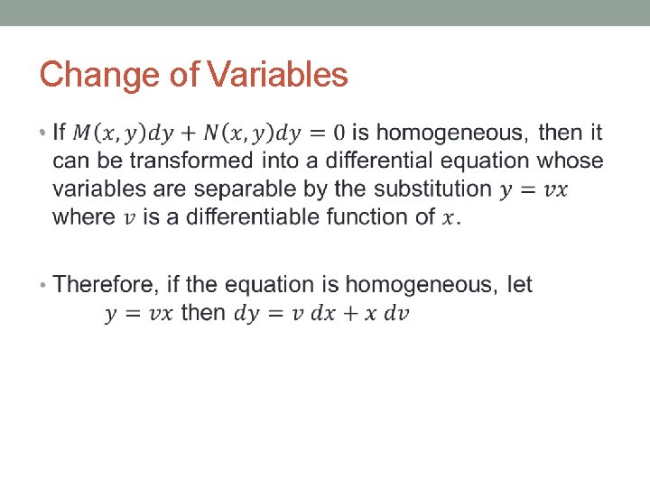 Change of Variables • 