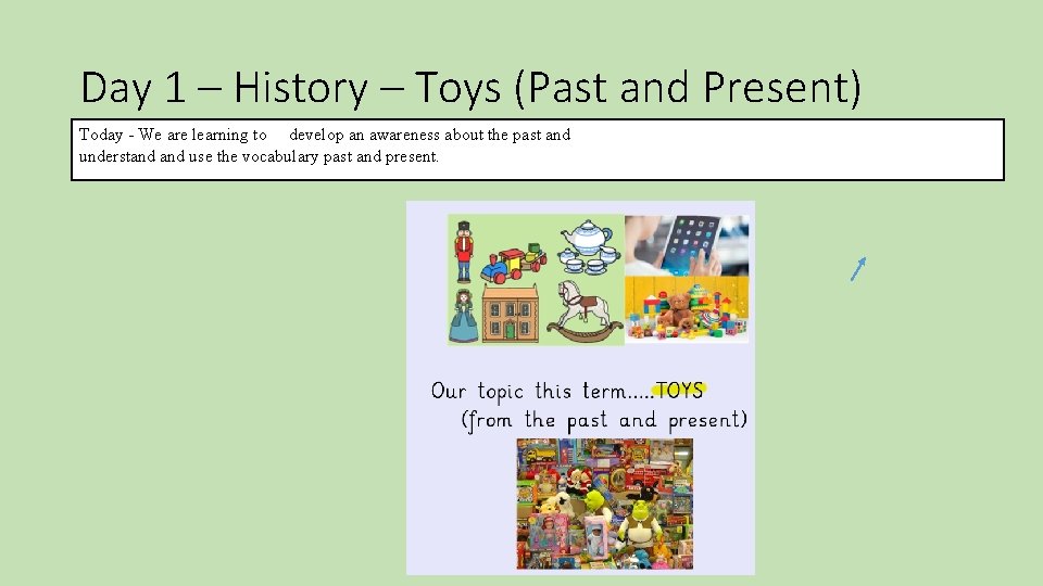 Day 1 – History – Toys (Past and Present) Today - We are learning