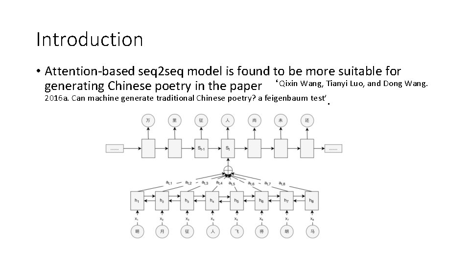 Introduction • Attention-based seq 2 seq model is found to be more suitable for