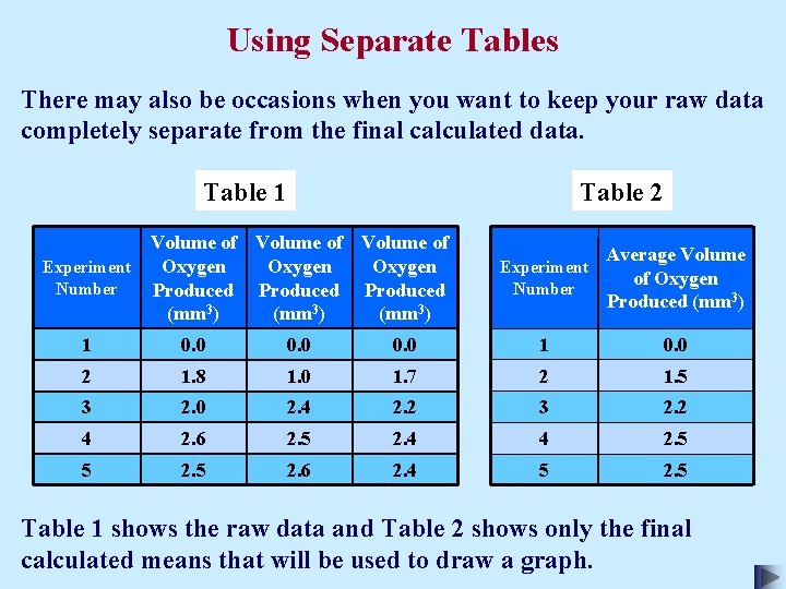 Using Separate Tables There may also be occasions when you want to keep your