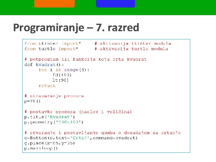 Programiranje – 7. razred 