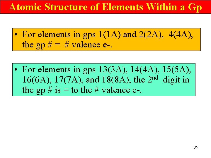 Atomic Structure of Elements Within a Gp • For elements in gps 1(1 A)