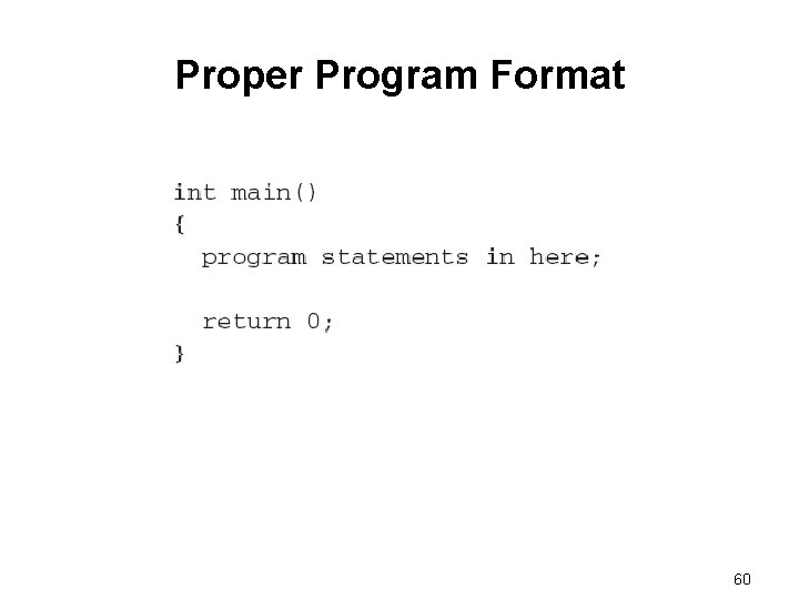 Proper Program Format 60 