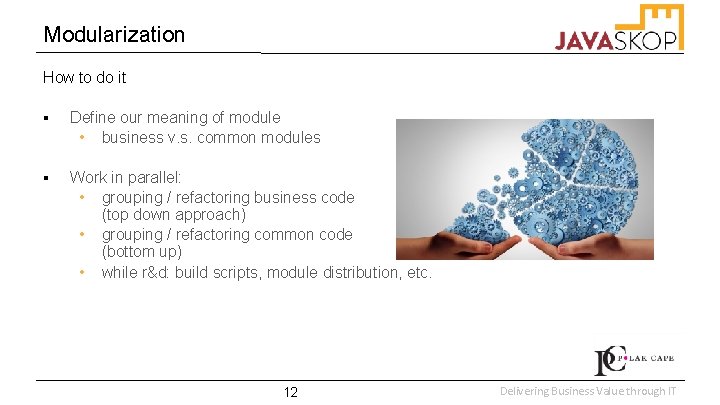 Modularization How to do it ▪ Define our meaning of module • business v.