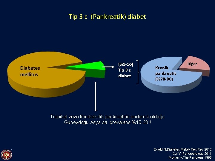 Tip 3 c (Pankreatik) diabet (%5 -10) Tip 3 c diabet Kronik pankreatit (%78
