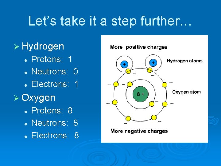 Let’s take it a step further… Ø Hydrogen l l l Protons: 1 Neutrons: Let’s take it a step further… Ø Hydrogen l l l Protons: 1 Neutrons: