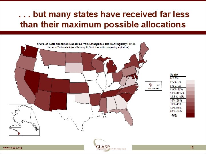 . . . but many states have received far less than their maximum possible