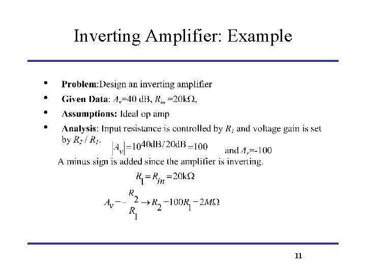 Inverting Amplifier: Example 11 