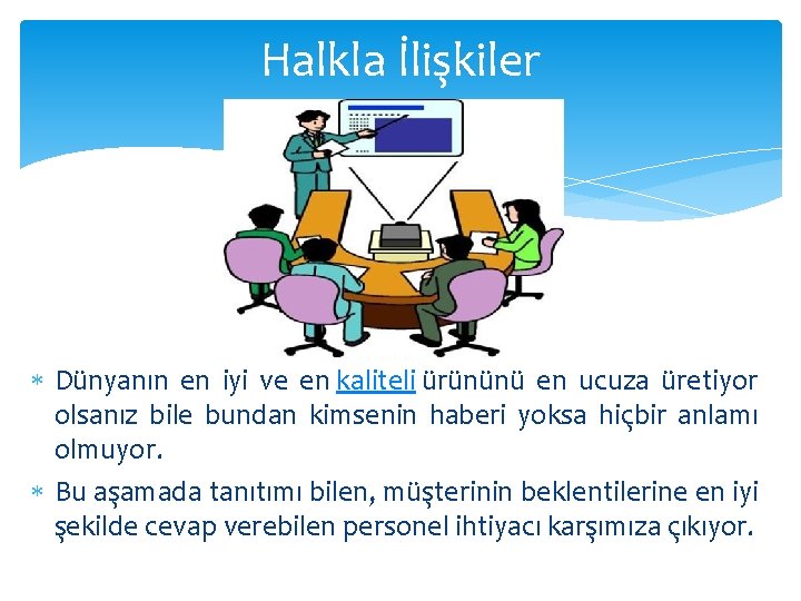 Halkla İlişkiler Dünyanın en iyi ve en kaliteli ürününü en ucuza üretiyor olsanız bile