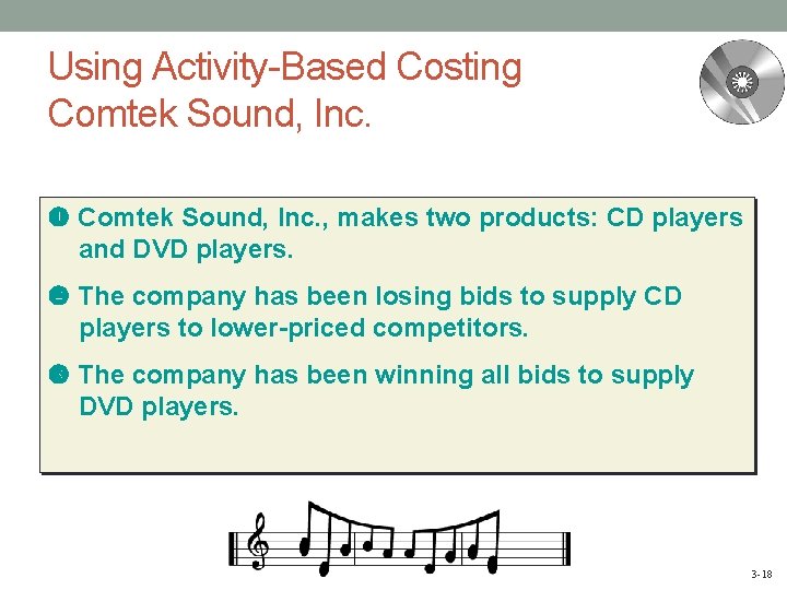 Using Activity-Based Costing Comtek Sound, Inc. , makes two products: CD players and DVD