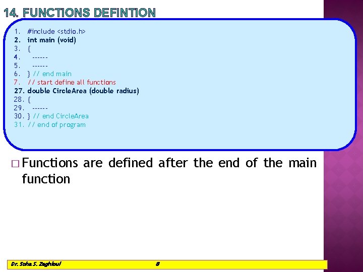 14. FUNCTIONS DEFINTION 1. 2. 3. 4. 5. 6. 7. 28. 29. 30. 31. 14. FUNCTIONS DEFINTION 1. 2. 3. 4. 5. 6. 7. 28. 29. 30. 31.