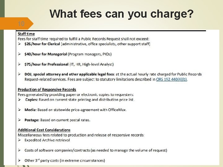 What fees can you charge? 10 