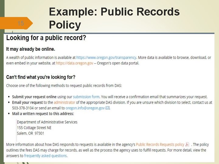 15 Example: Public Records Policy 