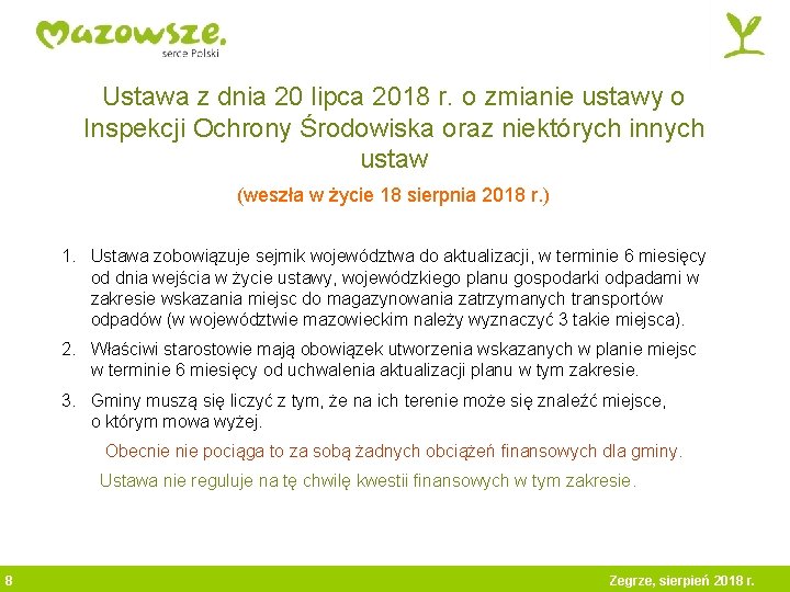 Ustawa z dnia 20 lipca 2018 r. o zmianie ustawy o Inspekcji Ochrony Środowiska