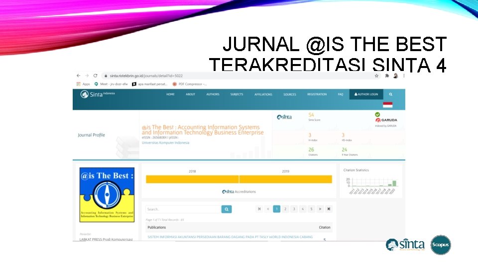 JURNAL @IS THE BEST TERAKREDITASI SINTA 4 