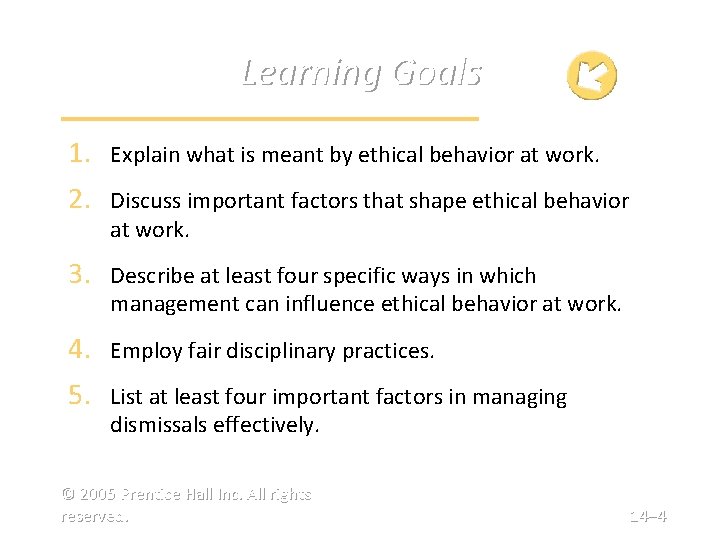 Learning Goals 1. Explain what is meant by ethical behavior at work. 2. Discuss