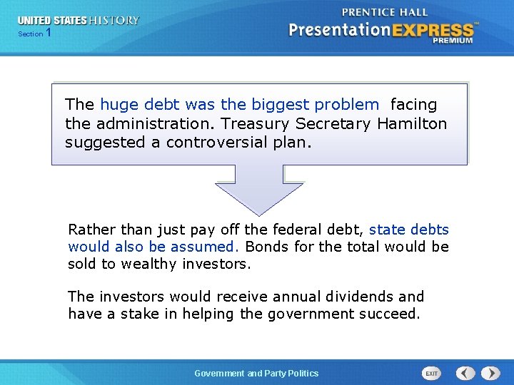 125 Section Chapter Section 1 The huge debt was the biggest problem facing the